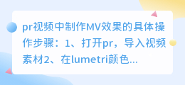 如何制作mv视频效果?pr制作mv风格效果的方法