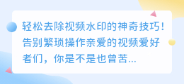从网上下载视频如何轻松去除水印？技巧分享