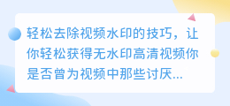 轻松去除视频水印的技巧