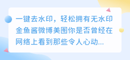 如何一键去水印,轻松拥有无水印金鱼酱微博美图