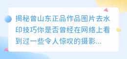 揭秘曾山东正品作品图片去水印技巧