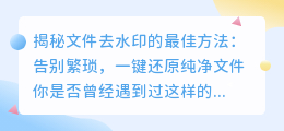 文件去水印的绝密技巧:揭秘最佳方法
