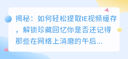 揭秘：如何轻松提取IE视频缓存，解锁珍藏回忆