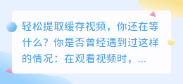 轻松提取缓存视频,你还在等什么?