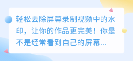 如何轻松去除屏幕录制视频中的水印?