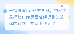 一键提取exe格式视频,神秘工具揭秘!