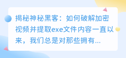 神秘黑客揭秘:如何破解加密视频并提取exe文件内容