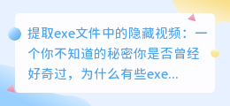 提取exe文件中的隐藏视频：一个你不知道的秘密