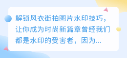 风衣街拍图片去水印技巧:解锁时尚新篇章