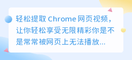 轻松提取 Chrome 网页视频,让你轻松享受无限精彩