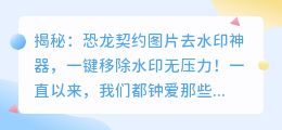 恐龙契约图片去水印软件,轻松移除水印无压力?