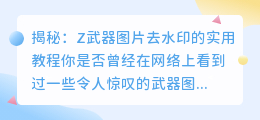 揭秘:Z武器图片去水印的实用教程