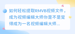 如何轻松提取RMVB视频文件,成为视频编辑大师