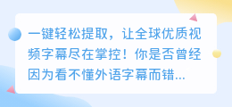 一键轻松提取,让全球优质视频字幕尽在掌控!