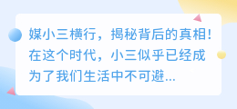 媒小三横行,揭秘背后的真相!