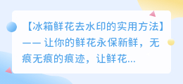 冰箱鲜花去水印的实用方法