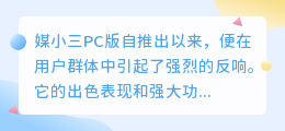 媒小三PC版体验出色,功能强大,用户好评如潮!