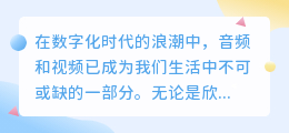 音频视频提取器：高效工具，一键提取，多种格式支持清单