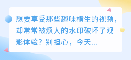 趣味视频去水印教程，轻松下载无痕迹，新手也能快速掌握！