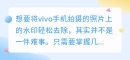vivo手机去水印教程:轻松几步,照片水印全不见!
