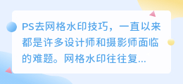 PS去网格水印技巧:轻松掌握高效去除方法