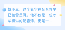 媒小三霸气配音,震撼全场,彰显独特魅力!