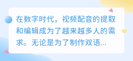 视频配音提取技巧：3步实现高效分离，列表详解！