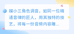 媒小三角色调音:打造专业音色,提升内容品质!