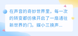 媒小三换声音教程,轻松实现声音转变,一键搞定新声线!