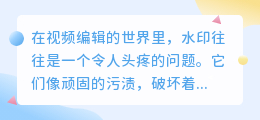 KMP视频编辑技巧:如何轻松去除视频叠加水印?