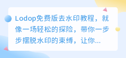 Lodop免费版去水印教程:轻松摆脱水印,畅享打印乐趣!