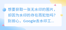 Google去水印工具使用方法,轻松去除图片水印的教程