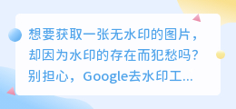 Google去水印工具使用方法，轻松去除图片水印的教程