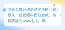 视频提取转wav，轻松实现音频转换的3种方法