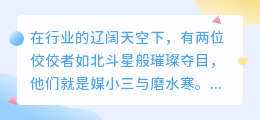 媒小三与磨水寒:双重实力,引领行业新风尚!