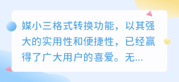媒小三格式转换功能便捷,轻松实现文件格式转换!