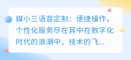 媒小三语音定制:便捷操作,个性化服务尽在其中!