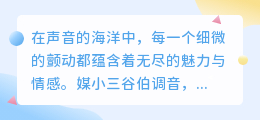 媒小三谷伯调音,专业技巧,让你的声音更加动人!