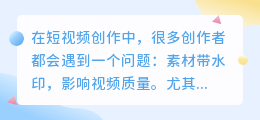 视频去水印工具实测,市面热门软件功能大揭秘