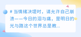 当情绪决堤时，请允许自己崩溃——今日的泪与痛，是明日的光与路