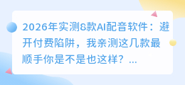 2026年实测8款AI配音软件：避开付费陷阱，我亲测这几款最顺手