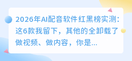 2026年AI配音软件红黑榜实测：这6款我留下，其他的全卸载了