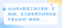 2026年AI配音工具红黑榜：实测8款，这几款免费又好用