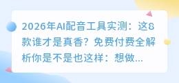 2026年AI配音工具实测：这8款谁才是真香？免费付费全解析