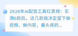 2026年AI配音工具红黑榜：实测8款后，这几款我决定留下