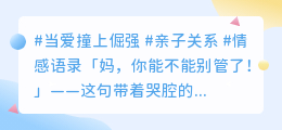 当爱撞上倔强：母子吵架中最戳心的7句话，听到第几句你哭了？