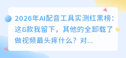 2026年AI配音工具实测红黑榜：这8款我留下，其他的全卸载了