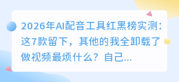 2026年AI配音工具红黑榜实测：这7款留下，其他的我全卸载了