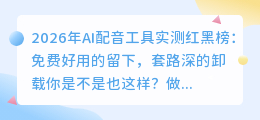 2026年AI配音工具实测红黑榜：免费好用的留下，套路深的卸载
