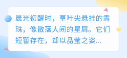 爱是清晨的露珠：短暂却照亮整个世界的温柔